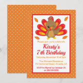 Fun Turkey Thanksgiving Birthday Kaart (Voorkant / Achterkant)