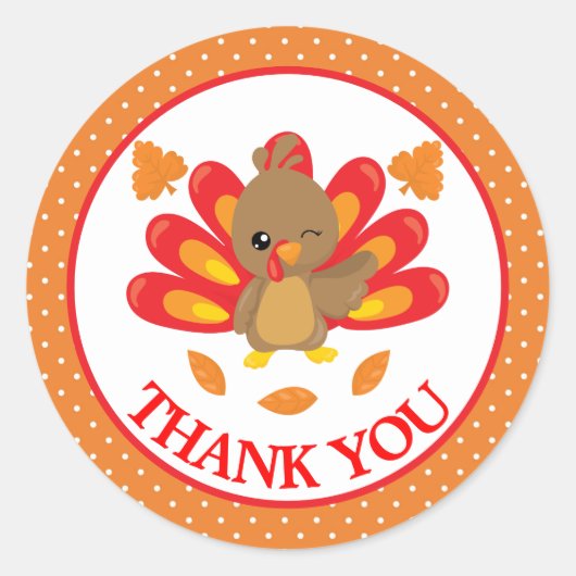 Fun Turkey Thanksgiving Dank u wel Ronde Sticker (Voorkant)