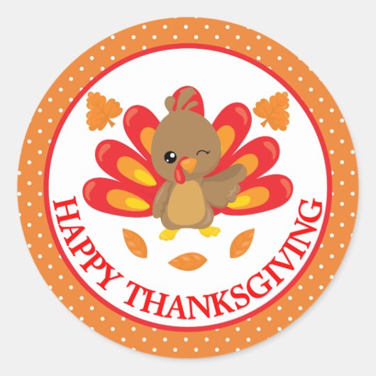 Fun Turkey Thanksgiving Ronde Sticker (Voorkant)