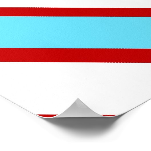 Fun Turquoise Blue Red en White Diagonal Stripes Poster (Hoek)