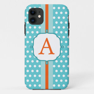 Fun Turquoise Monogram iPhone 5 Coque