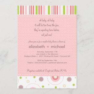 Fun Twin Girl Couples Baby shower Invitation Kaart