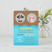 Fun Twins, Pirate Theme Birthday Party Kaart (Staand voorkant)