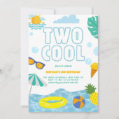 Fun Two Cool Boy 2e Verjaardag Zwembad Zomerfeest Kaart (Voorkant)