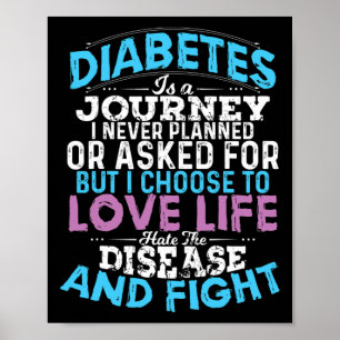 Fun Type 1 Diabetes T1d Diabetisch Bewustzijn Vrou Poster