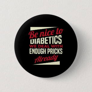 Fun Type 1 Diabetes T1d Diabetisch Bewustzijn Vrou Ronde Button 5,7 Cm