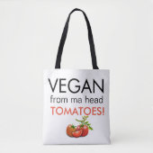 Fun Typografie Vegan van Ma Head Tomaten Draagtas (Voorkant)