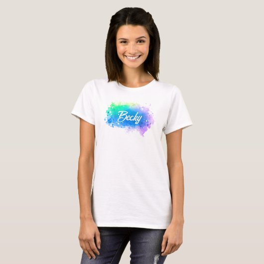 Fun Typography Pastel Blotch Background T-shirt (Voorkant volledig)
