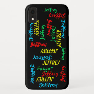 Fun Typography Repating Name, Personalized iPhone XR Hoesje