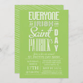 Fun Typography St. Patrick's Day Bash Dinner Party Kaart (Voorkant / Achterkant)