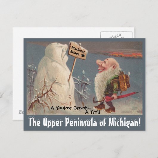 Fun U.P. Yooper Upper Peninsula Michigan BRIEFKAAR Briefkaart (Voorkant / Achterkant)