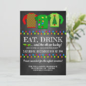 Fun Ugly kerst Sweater Party Invitation Kaart (Staand voorkant)
