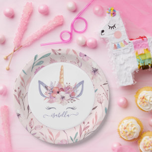 Fun Unicorn floral waterverf bord