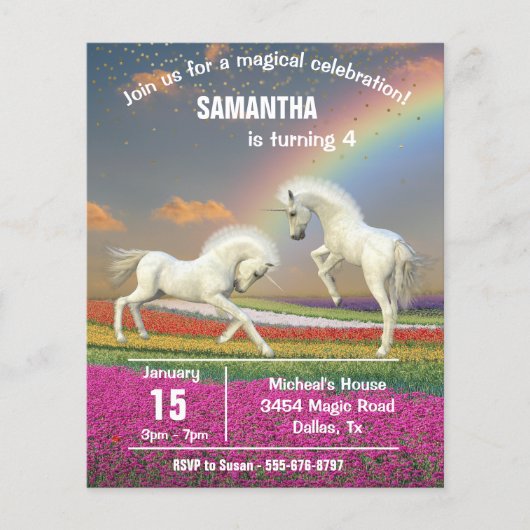 Fun Unicorn Foals Rainbow Fantasy Budget Flyer (Voorkant)