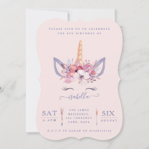 Fun Unicorn visage aquarelle photo invitation