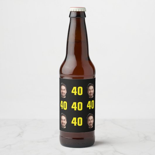 Fun Unique 40th Birthday Photo Cool Retro Bier Etiket (Voorkant)