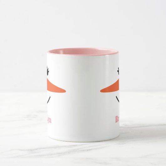 Fun Unique Trendy Custom Name Happy Snowman Face Mok (Midden)