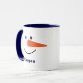 Fun Unique Trendy Happy Snowman Face Custom Name Mok (Voorkant links)