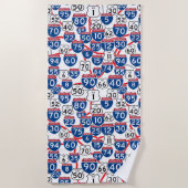 Fun US Highway Signs and Map Random Pattern Strandlaken (Voorkant)