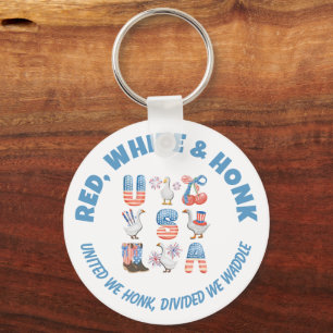Fun USA Goose ROOD WIT EN HONK 4 juli Sleutelhanger