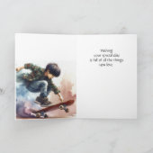 Fun Verjaardag Custom Name Son Skateboarding Kaart (Binnen)