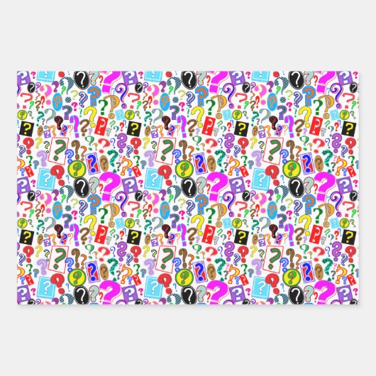 Fun Vibrant Pattern of Vraag Marks Inpakpapier Vel (Voorkant)