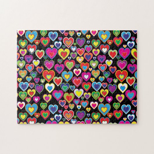 Fun Vibrant Rainbow of Hearts Pattern Love Legpuzzel (Horizontaal)