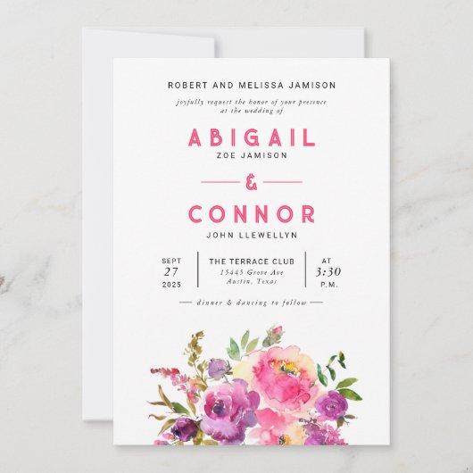 Fun Vibrant Violet Fuchsia Floral Kaart (Voorkant)