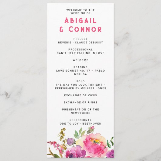 Fun Vibrant Violet Fuchsia Floral Programma (Voorkant)