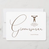 Fun Vintage Strongman Brown Groomsman Wedding  Kaart (Voorkant)