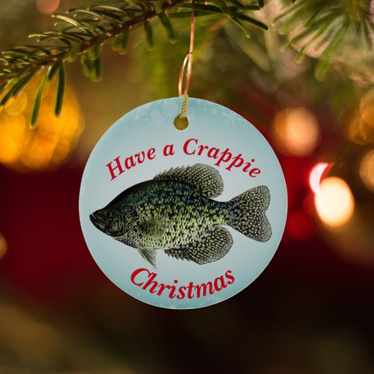 Fun Vist: "Heb een Crappie Kerstmis" Keramisch Ornament