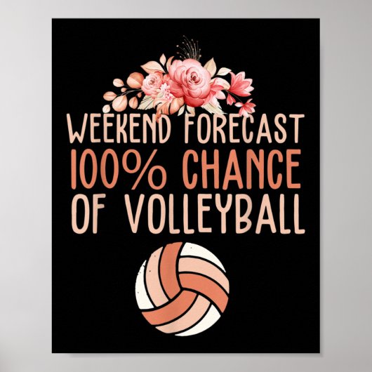 Fun Volleyball Weekend Forecast Volleyball Boho Fl Poster (Voorkant)