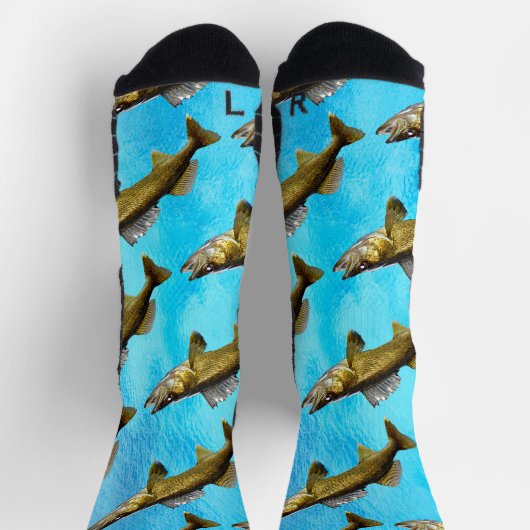 Fun Walleye Pike Fish and Blue Water Sokken (Top)