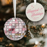 Fun Watercolor Disco Ball Ornement Nom de famille<br><div class="desc">Passez votre arbre avec un peu de modernité ! Ce Fun Modern Pink Watercolor Disco Ball Ornament est personnalisable avec votre nom de famille, ce qui en fait une façon ludique et élégante de célébrer les "Happiest Holidays" cette saison. Parfait pour ajouter une touche personnelle à votre décor festif !...</div>