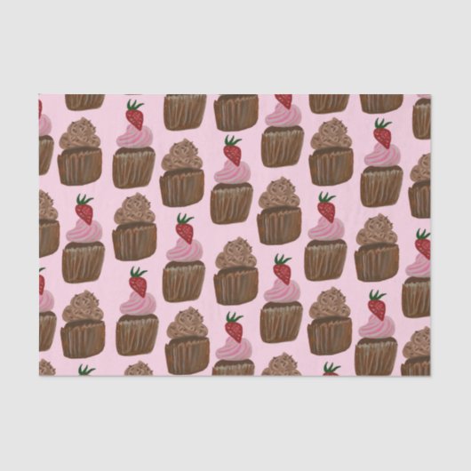 Fun Waterverf Chocolade Cupcakes Gift Tissuepapier (Voorkant)