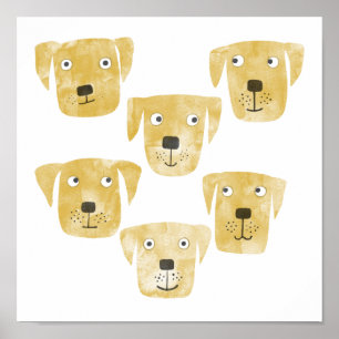 Fun Waterverf Golden Labrador Retriever Dogs Poster