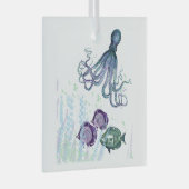 Fun Waterverf Octopus Fish Underwater Scene Glas Ornament (Voorkant Rechts)