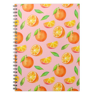 Fun Waterverf Oranje fruitpatroon Notitieboek