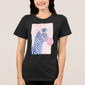 Fun Waterverf Zebra Blowing Gum Bubble Monogram Tri-Blend Shirt (Voorkant)