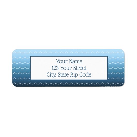 Fun Wave Pattern Light to Dark Blue Gradient Etiket (Voorkant)
