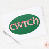 Fun Welsh Cwtch Stickers: Clematis Pattern Ovale Sticker (Envelop)