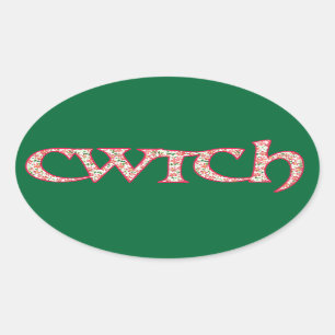 Fun Welsh Cwtch Stickers: Clematis Pattern Ovale Sticker