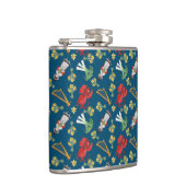 Fun Welsh Emblemen op Blue Hip Flask Heupfles (Rechts)