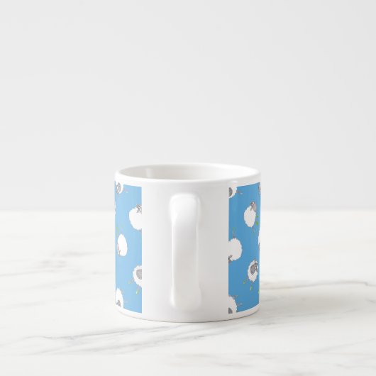 Fun Welsh Sheep Pattern on Sky Blue Background Espresso Kop (Achterkant)