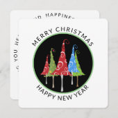 Fun, Whimiscal Chrismas Trees Square Holiday Feestdagenkaart (Voorkant / Achterkant)
