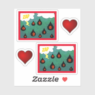 Fun Whimsical Comic Book Pop Art Set Sticker