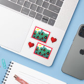 Fun Whimsical Comic Book Pop Art Set Sticker (Laptop met iPhone)