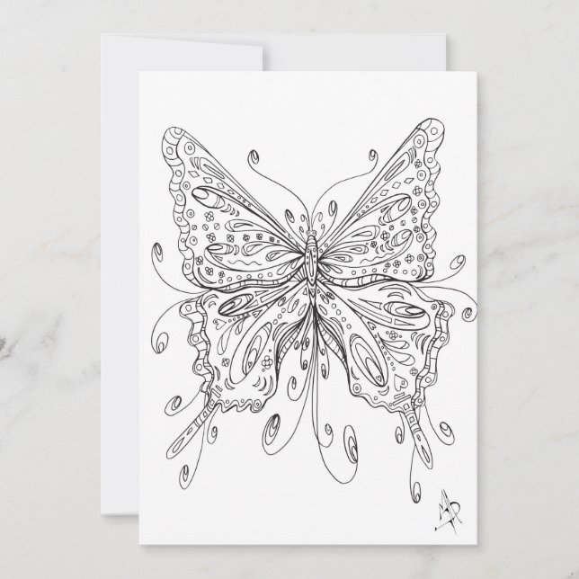 Fun Whimsical Etheral Butterfly Coloring Kaart (Voorkant)