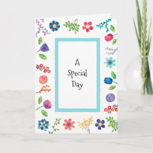 Fun Whimsical Floral Berries Birthday Greeting Kaart