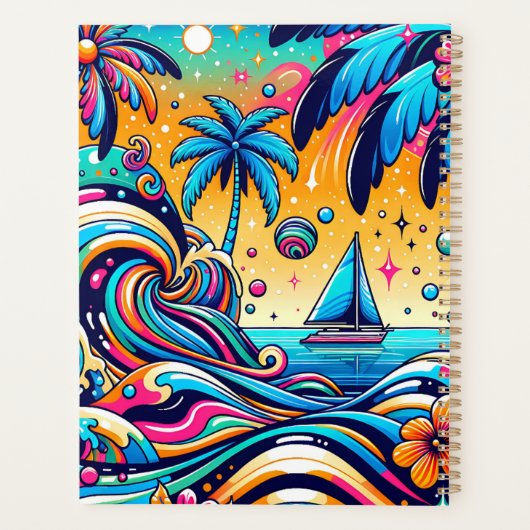 Fun Whimsical Psychedelic Voilier Personnalisé (Dos)